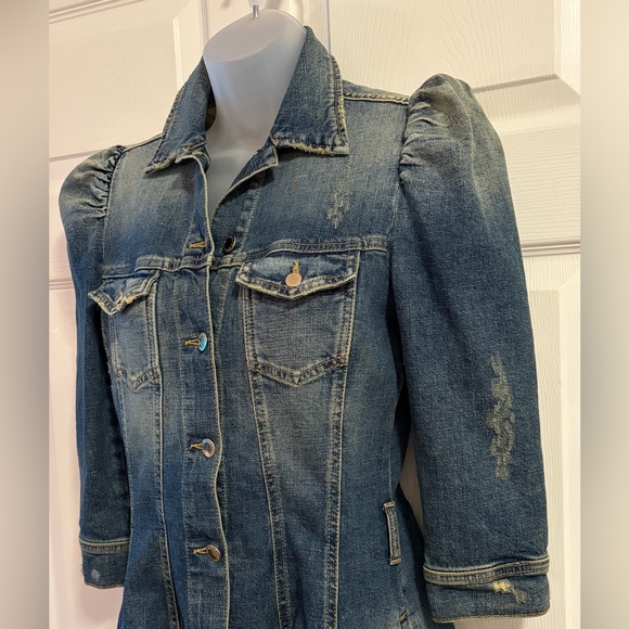 RETROFÉTE RETROFETE Clara Belted Distressed Denim Mini Shirt Dress Small - Picture 6 of 16
